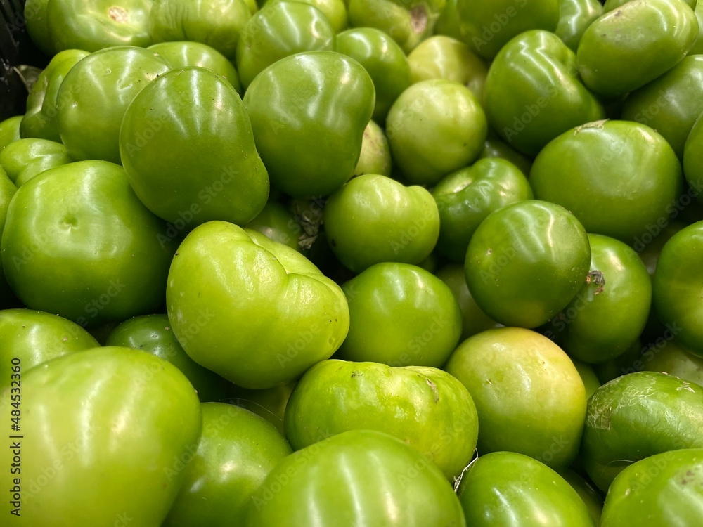 Group of green tomatoes, originally from Mexico and very traditional in the region Group of green tomatoes, originally from Mexico and very traditional in the region