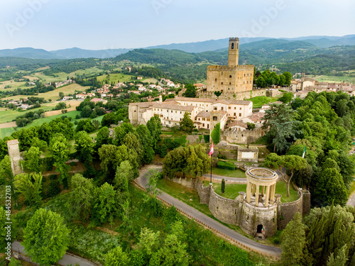 Aerial view of Bibbiena town, located in the province of Arezzo, Tuscany, the largest town in the valley of Casentino. photo
