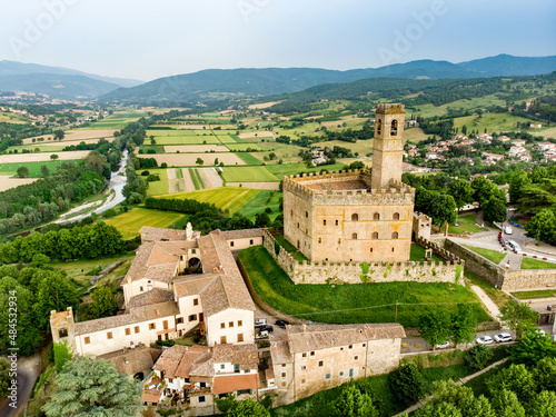 Aerial view of Bibbiena town, located in the province of Arezzo, Tuscany, the largest town in the valley of Casentino. photo