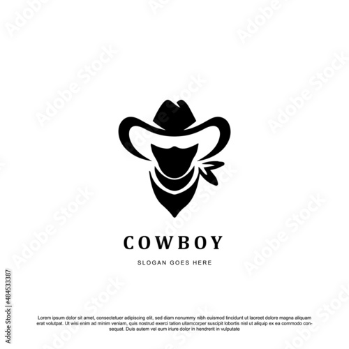 Silhouette cowboy logo design vector