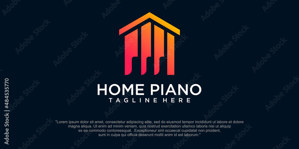 Obraz premium piano house logo inspiration.modern design.vector illustration concept