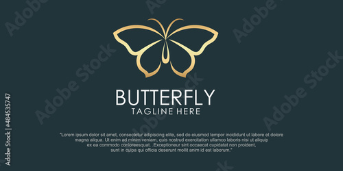 Canvas Print luxury butterfly logo with flat minimalist logo design