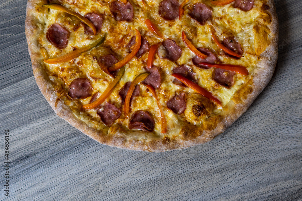 pizza on a wooden board
