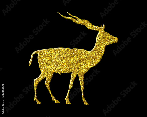 Antler moose Golden Glitter Icon Logo Symbol illustration