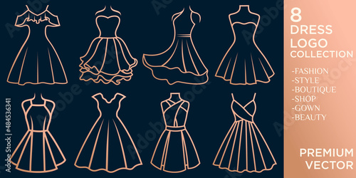 Dress boutique or fashion dress , vector icon set template ,part II