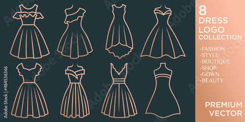 Dress boutique or fashion dress , vector icon set template ,part IV