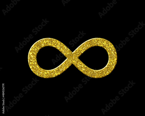 Infinity limitless infinite Golden Glitter Icon Logo Symbol illustration