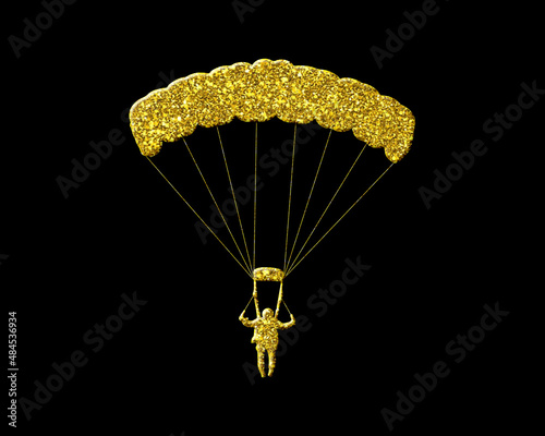 Parachute Skydiving Golden Glitter Icon Logo Symbol illustration