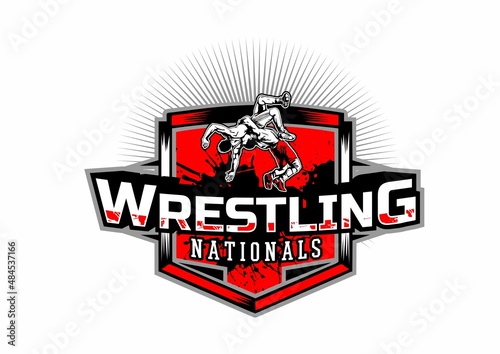 wrestling sport logo vector