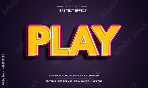 3d style cartoon Play text effect on blue background