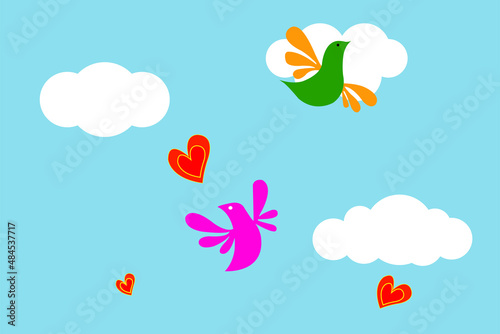 heart shape and bird in the sky