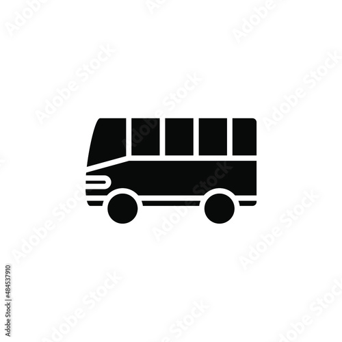 Bus, Autobus, Public, Transportation Solid Icon Vector Illustration Logo Template. Suitable For Many Purposes.