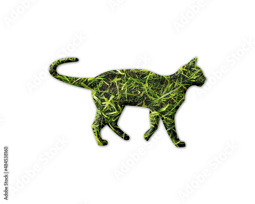 Cat Animal Grass green Logo icon illustration