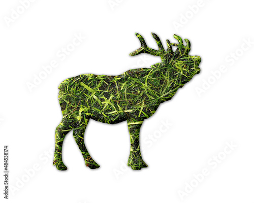 Reindeer Deer Antler moose Grass green Logo icon illustration