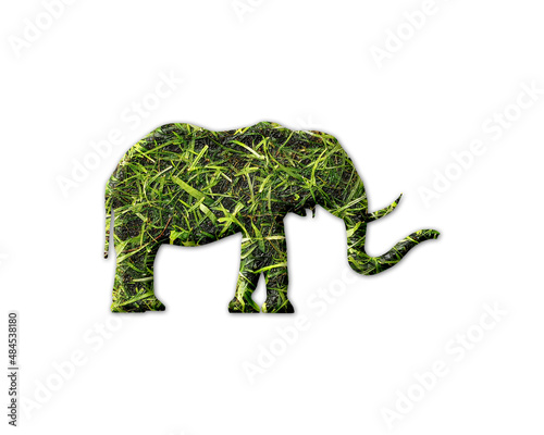 Elephant Animal Grass green Logo icon illustration