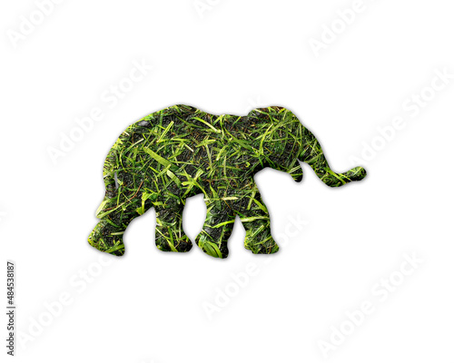 Elephant Animal Grass green Logo icon illustration