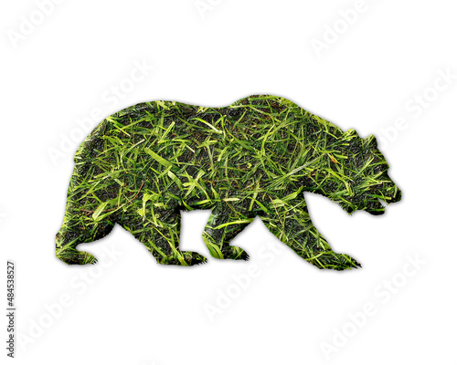 Bear Animal Grass green Logo icon illustration