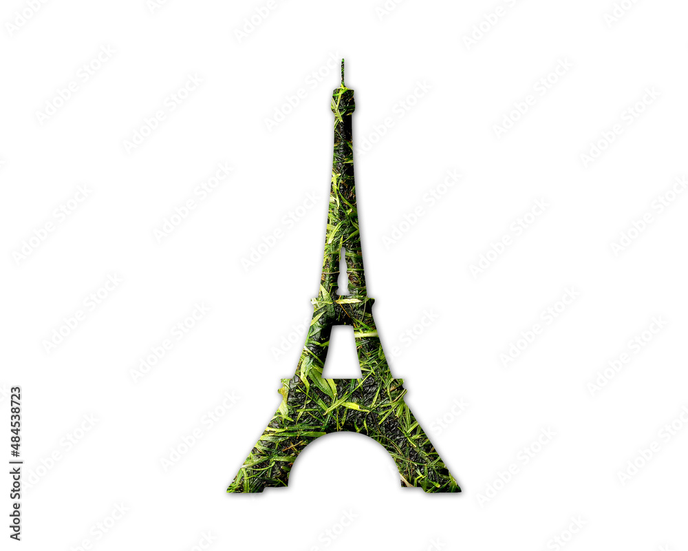 Eiffel Tower Paris, France Grass green Logo icon illustration
