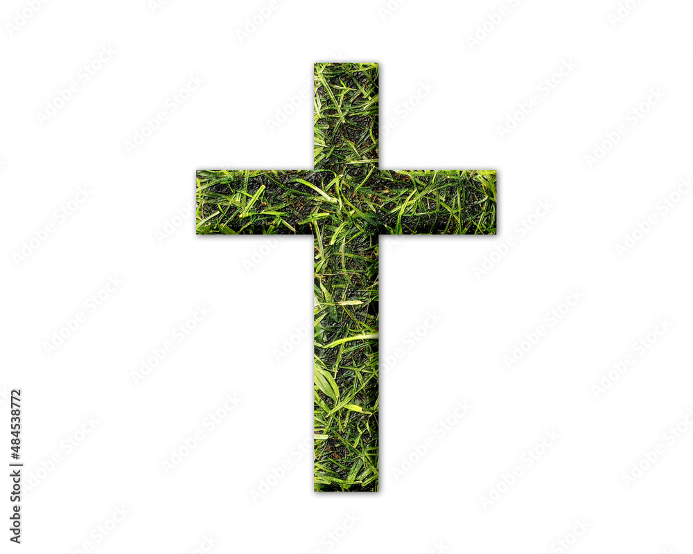 Christian Jesus Cross Grass green Logo icon illustration