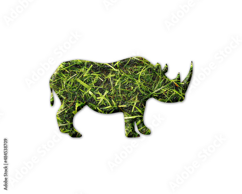 Rhino Rhinoceros Grass green Logo icon illustration © SunFrot