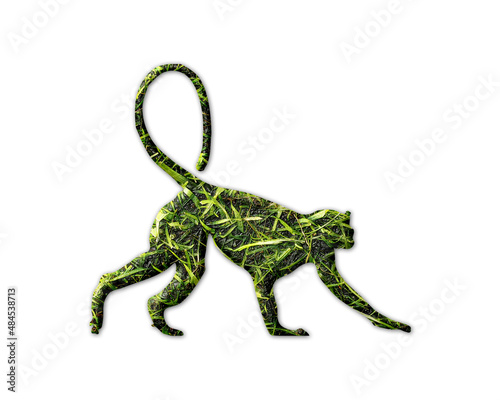 Monkey Chimp Grass green Logo icon illustration