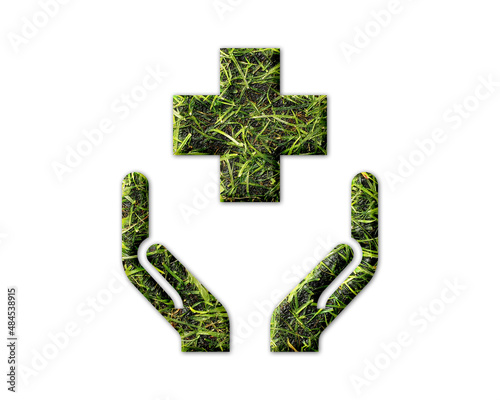 Healthcare Hospital Health Grass green Logo icon illustration