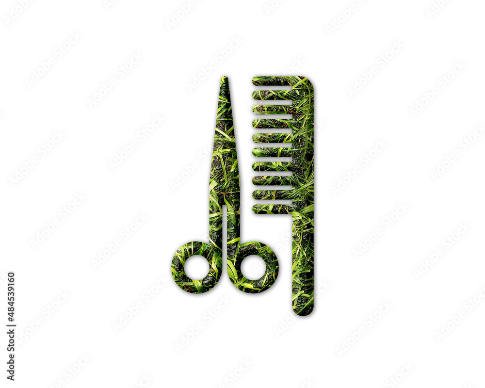 Barber Hairdresser hairstylist Grass green Logo icon illustration