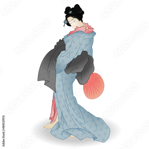 Geisha holding a fan