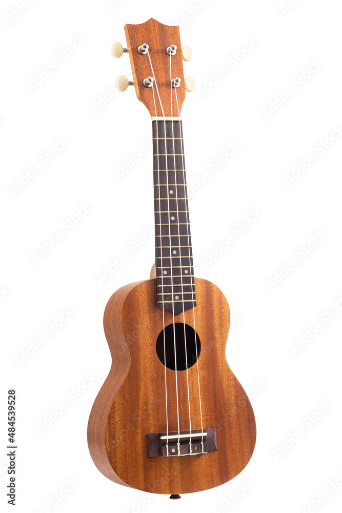 Ukulele hawaiian guitar isolated on white background with clipping path