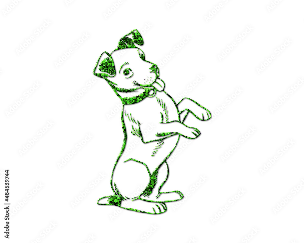 Dog Pet Animal Green Glitter Icon Logo Symbol illustration