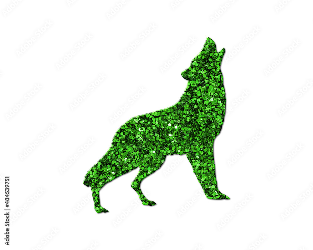 German Shepherd wolf Green Glitter Icon Logo Symbol illustration