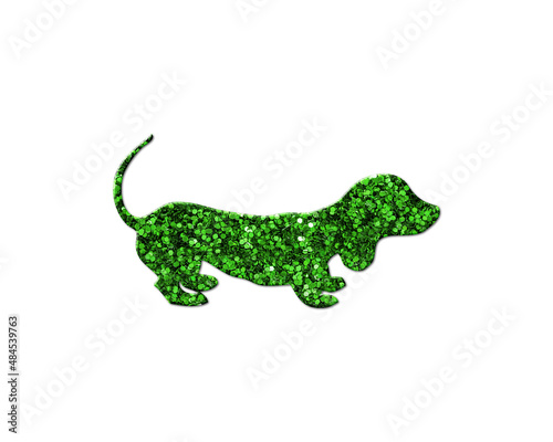 Dog Dachshund Pet Green Glitter Icon Logo Symbol illustration