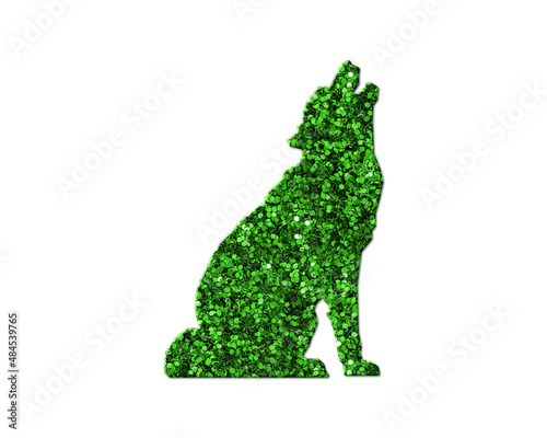 German Shepherd wolf Green Glitter Icon Logo Symbol illustration