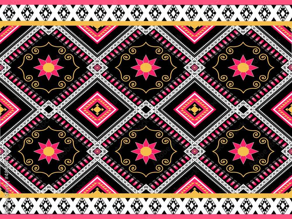 Seamless geometric ethnic oriental pattern design for decorating, wallpaper, fabric, clothing, textile, tablecloth,carpet, clothing,batik,background,backdrop and etc.Vector illustration.
