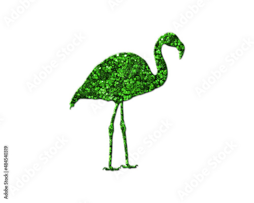 Flamingo bird Green Glitter Icon Logo Symbol illustration