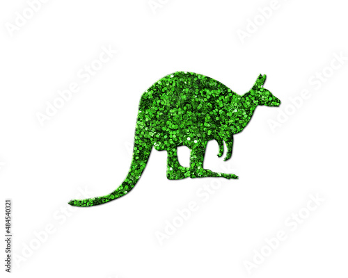 Kangaroo Animal Green Glitter Icon Logo Symbol illustration