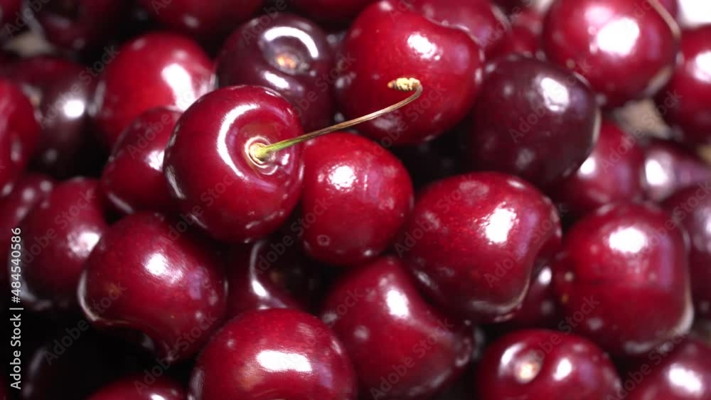 Fresh juicy red cherries rotation Fresh juicy red cherries rotation