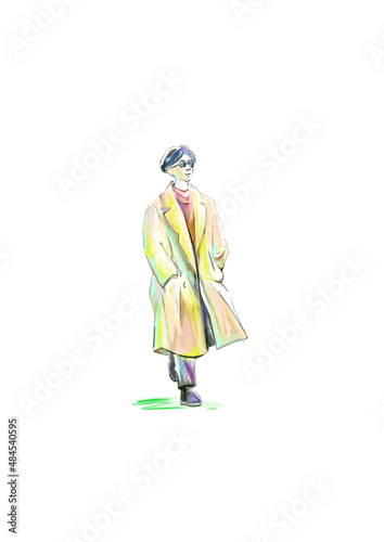  トレンチコートを着た男性　A man in a trench coat go out
