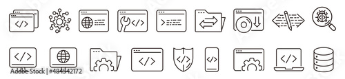 Programming line icons set vector illustration
