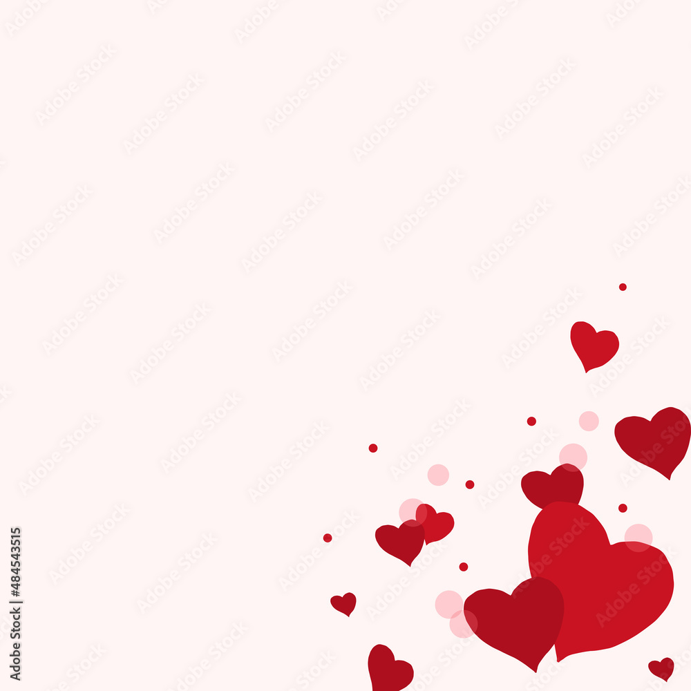 red hearts illustration on pink background. hand drawn vector. valentine's day. romantic frame, border. doodle art for wallpaper, poster, postcard, greeting and invitation card, banner, presentation. 