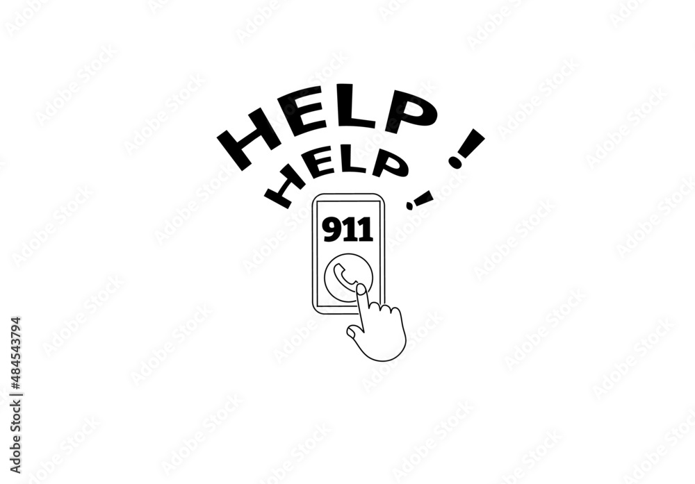 	
outline 911 emergency call vector illustration