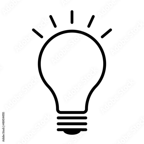 Blub vector icon. Bright yellow light bulb isolated on a white background. Light blub vector with electric inside and rays shine, idea, creative thinking. Idea concept, Flat vector design.