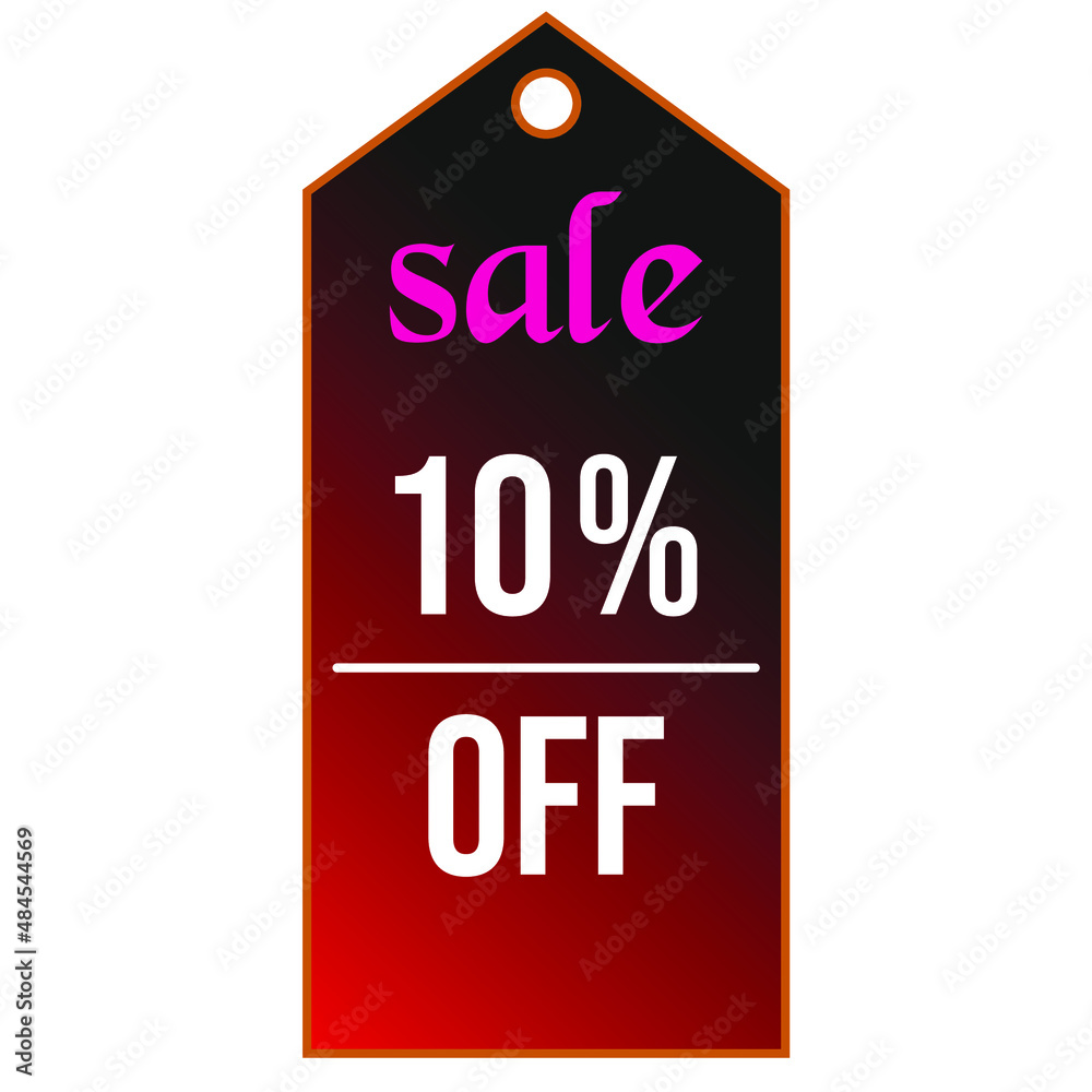 10 percent off. Discount for a big sale. red and black gradient tag