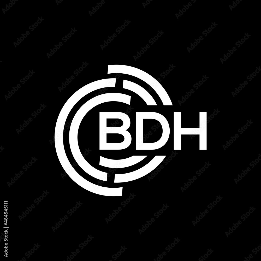 Obraz premium BDH letter logo design on black background. BDH creative initials letter logo concept. BDH letter design.