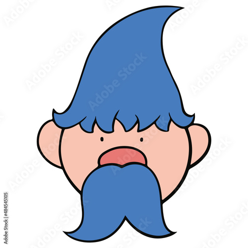 Cute gnome head hand drwn doodle flat color design illustration for web, wedsite, application, presentation, Graphics design, branding, etc. photo