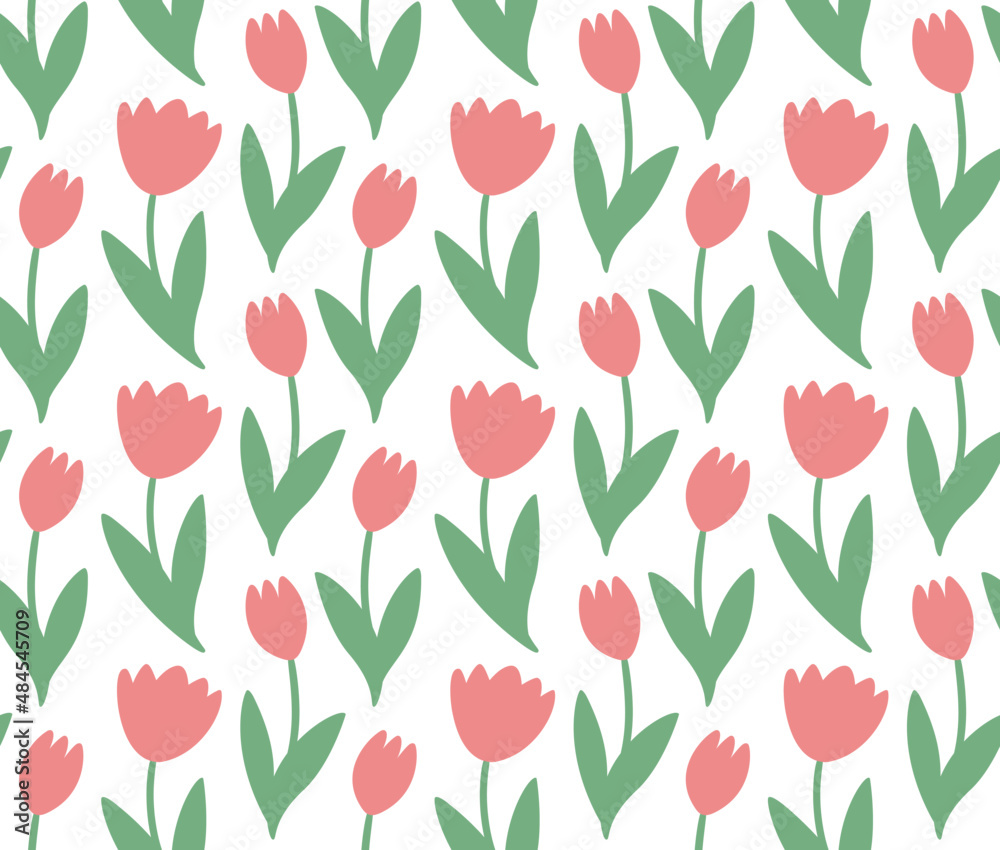 Obraz premium Seamless background pattern with tulips
