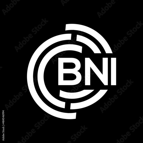 BNI letter logo design on black background. BNI creative initials letter logo concept. BNI letter design. photo