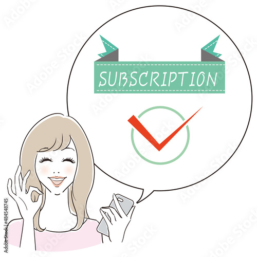 スマートフォンで会員登録する若い女性