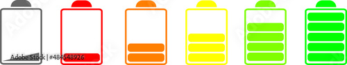 Battery icons set. Battery charging charge indicator icon. level battery energy. Alkaline battery capacity charge icon