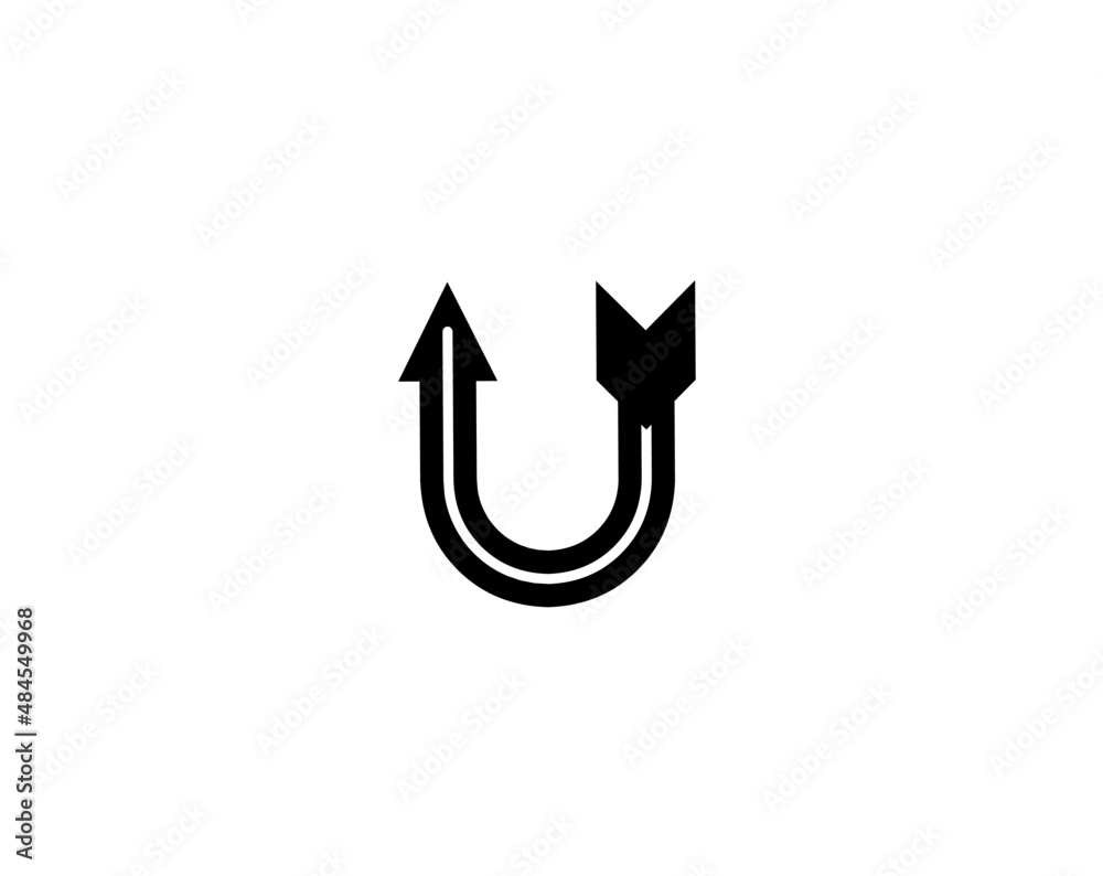 letter u shaped arrow logo on white background letter u shaped arrow logo on white background